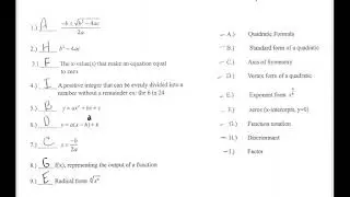 New SAT MATH Prep help - Passport to advanced math vocabulary vocab terms Math SAT Review Matching