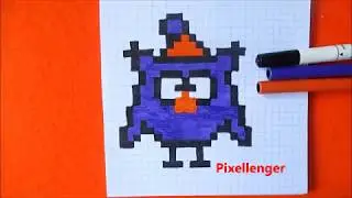 Как рисовать Сову из мультика Смешарики по клеточкам в тетради Пиксель Арт How to Draw Owl