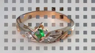 Кольцо с бриллиантами и изумрудом, золото 585