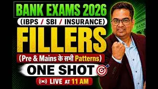 Bank Exam 2026 | Fillers in English | Fillers for Bank Exam | Fillers in English for IBPS, SBI Clerk