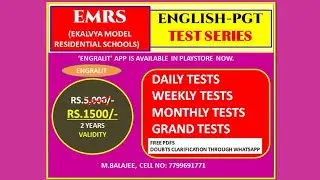 EMRS TEST SERIES|ENGLISH PGT|ONLINE COURSE|FREE PDFS|PRACTICE BITS|ENGRALIT|7799691771|M.BALAJEE|