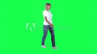 3d people in chroma key background isolated American girl traveling on summer vacation and walking