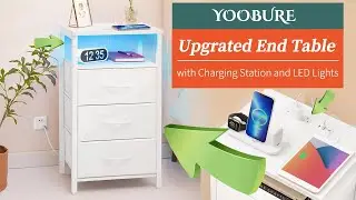 Upgrated End Table with Charging Station and LED Lights