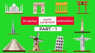10 vector world landmark animation part 1 full hd with green screen black mart