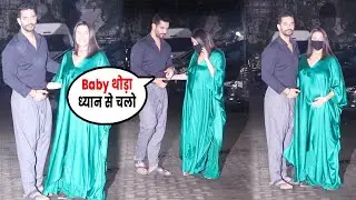Neha Dhupia With Husband Angad Bedi At Arpita Khan House In Bandra
