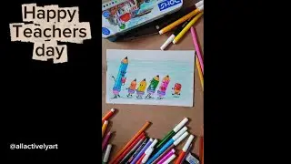 Happy Teachers Day Cute Drawing | teachers Day colouring pencil drawing | How to draw easy drawing