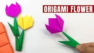 how to make an origami tulip flower | easy paper tulip tutorial for beginners