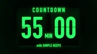 55 Minutes Countdown Flip Timer / Simple Beeps 🟢
