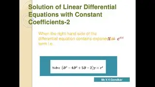 Solution of Linear Differential equations with constant coeffecients-2