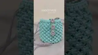 DIY Macrame Mini Flower Bucket Bag with Adjustable Strap 