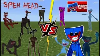 Huggy Wuggy Poppy Playtime VS TEAM Siren Head (Siren Head STRIKES BACK!) Minecraft PE