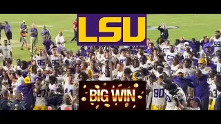 LSU Players Celebrate after Win over Auburn