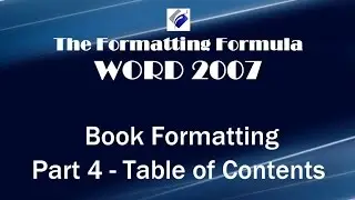 Word 2007   Book Formatting Part 4 Table of Contents