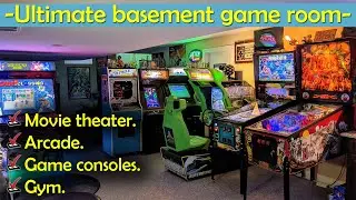 Ultimate basement game room tour v2.0 - arcade, movie theater, gym and more