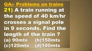 A train running at the speed of 40 km/hr crosses a signal pole in 9 sec. Find the length of train?