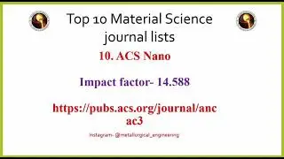 Top 10 Material Science Journals (based on 2019 Impact Factor)