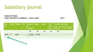 Cash receipts journal: Recording a sales transaction for a VAT vendor