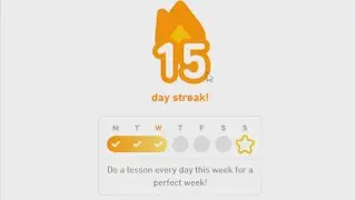 I reached 15 day streak on Duolingo!