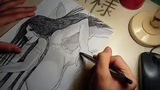 H3ntai Practice #04 Kankandara姦姦蛇螺 - The Snake Woman 6 Arms Drawing Handmade! Halloween Special!
