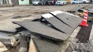 【能登半島地震】新潟市西区 中学校前道路陥没