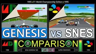 F1 World Championship Edition (Sega Genesis vs SNES) Side by Side Comparison | VCDECIDE