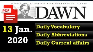 The Dawn Newspaper 13 January 2020|Vocabulary|Abbreviations|Daily Current affairs Pakistan