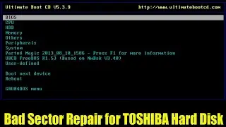 How To Check & Repair TOSHIBA Hard Disk Bad Sector Using Ultimate Boot CD - हार्ड डिस्क रिपेयर टूल