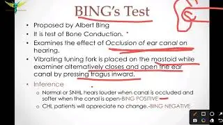 Bing"s Test | Tuning Fork Test | ENT