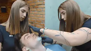 Fantastic CLOSE Shave & Total Care With Gorgeous Lady Barber Tanya