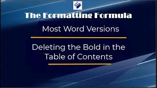 Deleting the bold in the TOC