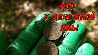Наткнулся в лесу на яму, а возле неё россыпь монет  Монеты лезут одна за одной
