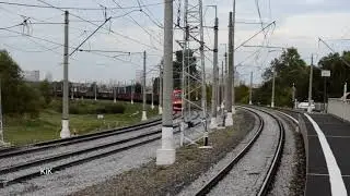 2ЭВ120 - 002 с эксперементальном поездом, на ЭК ВНИИЖТ, Щербинка