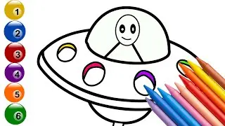 How to draw a UFO for kids | Teaching easy drawing step by step