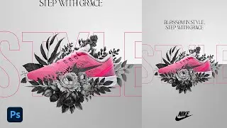 Floral Art Creative shoes ads Banner Design Photoshop Tutorial | Bangla Tutorial