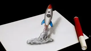 Как нарисовать 3д рисунок Смайлик эмодзи Ракета 3D Rocket  🚀
