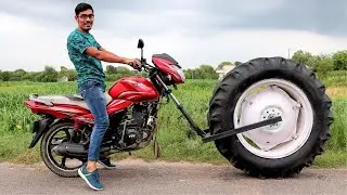 Crazy XYZ New VIdeo : 🚔🔥ट्रैक्टर टायर वाली बाइक — जानलेवा स्टंट GIANT TRACTOR WHEEL IN BIKE