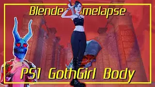 LOWPOLY Goth Girl 🖤 INDIE game character | Blender PS1 Timelapse