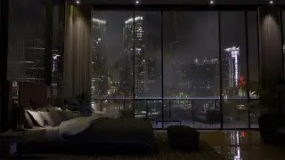 Spend The Night In An Exclusive Luxury Miami Apartment | Heavy Rain & Thunder Sounds Outside | 4K