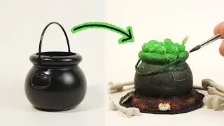 Transforming a Plastic Cauldron into a Halloween Themed Miniature