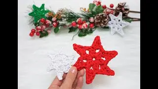 ВСЕГО 1 РЯД! Звездочка крючком на новогоднюю елку