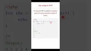 For and Foreach Loops in PHP