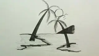 How to draw Landscape scenery - easy drawing for Beginners