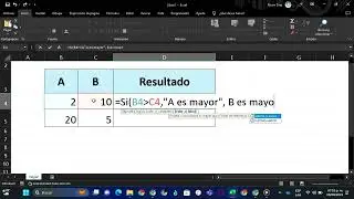 Uso de la función SI para determinar el mayor de dos números