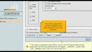 Exporting databases and table with phpMyAdmin