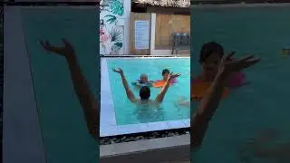 enjoying the pool with the kids