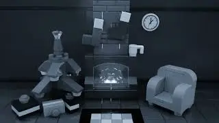 1 HOUR Burning Fireplace Sound - Lego ASMR Black & White
