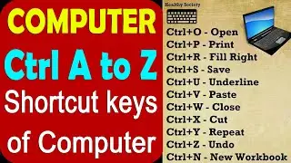 Computer and laptop ctrl A to Z shortcut keys | CTRL Shortcut Keys of Computer