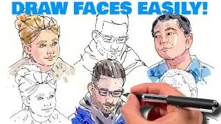 How to Sketch Faces Simply — Step-by-Step with Ink & Watercolor
