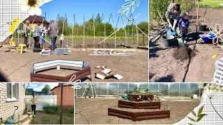 БЛАГОУСТРОЙСТВО УЧАСТКА ПРОДОЛЖАЕТСЯ/ ВЫСАЖИВАЕМ САЖЕНЦЫ/ СТАВИМ ТЕПЛИЦУ/ КЛУБНИЧНАЯ ГРЯДКА