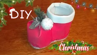 РОЖДЕСТВЕНСКИЙ САПОГ из ПЛАСТИКОВОЙ БУТЫЛКИ🎄 НОВОГОДНИЙ САПОГ своими руками // Christmas boot⛄